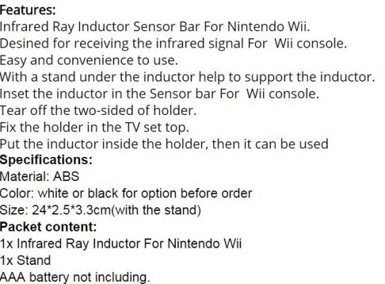 Infrapuna sensor - Nintendo Wii/Wii U